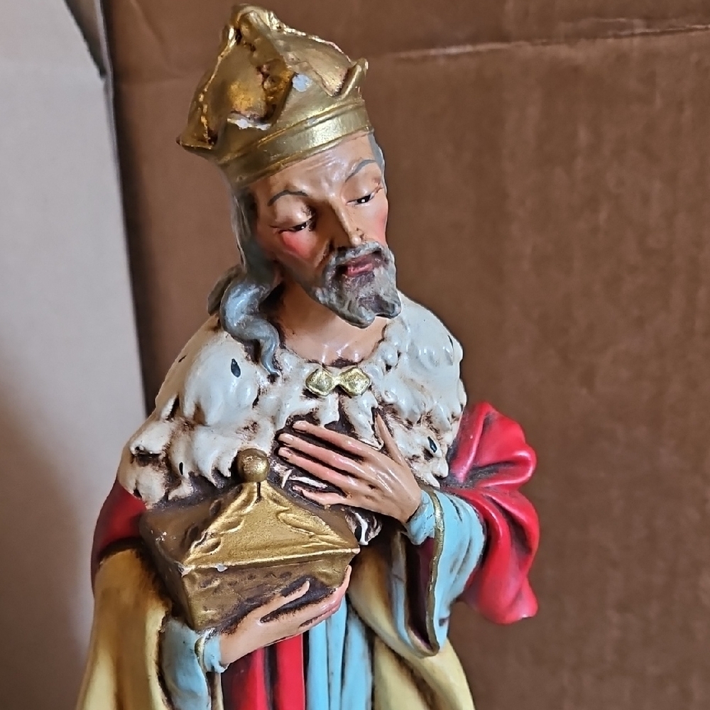 Handcrafted King Figurine with Gold and Red Accents